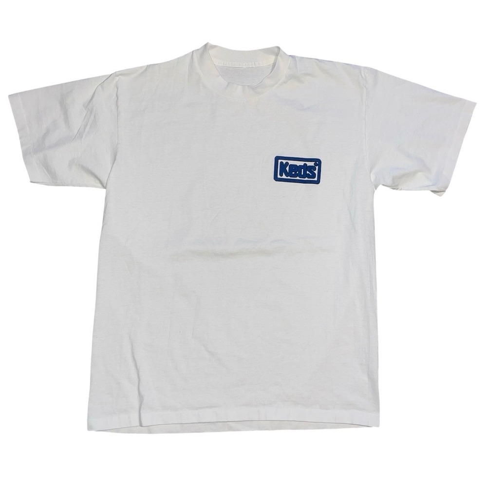 Vintage Keds T-Shirt Mens Large White Single Stitch Logo Patch 90s Tee